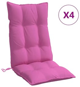 Μαξιλάρια Καρέκλας με Ψηλή Πλάτη 4 τεμ. Ροζ από Ύφασμα Oxford - Ροζ