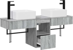 vidaXL Σετ Επίπλων Μπάνιου 3 τμχ. Γκρι Sonoma Επεξεργασμένο Ξύλο