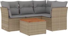 vidaXL Patio Sofa Set 4-θέσια Μίξη μπεζ και ανοιχτό γκρι