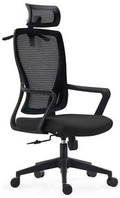 BF3850 Πολυθρόνα Γραφείου Διευθυντή, Mesh Μαύρο, Ύφασμα Μαύρο