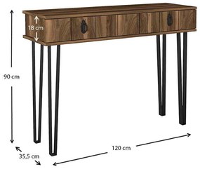 Κονσόλα μελαμίνης Helsinki Megapap χρώμα καρυδί 120x35,5x90εκ.