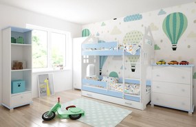 Παιδική Κουκέτα  με Συρτάρι  House  White + Blue  80x180cm  BC50024 BabyCute (Δώρο τα Στρώματα)