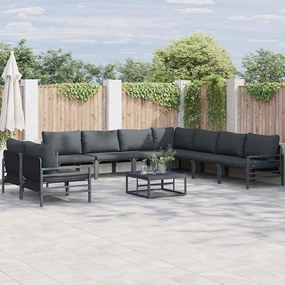 vidaXL Σετ Καναπέ Κήπου με μαξιλάρι 9 pcs Μαύρο Ατσάλι