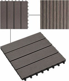 vidaXL Πλάκα Κατασκευής 22 pcs Σκούρο Καφέ 30 x 30 cm WPC