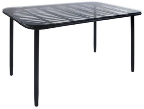 Τραπέζι Κήπου ArteLibre ANNIUS Μαύρο Μέταλλο/Rattan/Γυαλί 120x70x78cm