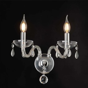 Φωτιστικό Τοίχου Δίφωτο BLK82042WCC Clear Crystal, Metal
