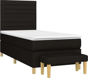 vidaXL Κρεβάτι Boxspring με Στρώμα Μαύρο 100 x 200 εκ. Υφασμάτινο