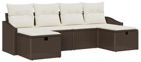 vidaXL Σετ Καναπέ Κήπου με μαξιλάρι 6 pcs Καφέ Πολυ ράταν