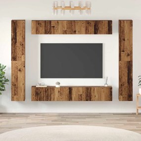 vidaXL Σετ επίπλου τηλεόρασης 10 pcs Παλαιό ξύλο 30.5 x 30 x 90 cm