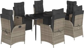 vidaXL Σετ Τραπεζαρίας Κήπου 7 τεμ. Γκρι Συνθ. Ρατάν με Μαξιλάρια