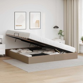 vidaXL Κρεβάτι Οθωμανικού Τύπου Καπουτσίνο 200 x 200 cm Τεχνητό Δέρμα