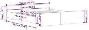 Πλαίσιο κρεβατιού χωρίς στρώμα 180x200 εκ. Επεξεργασμένο Ξύλο - Καφέ