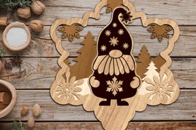 Σετ των 3 Intra απο ξύλο plywood 3mm-4mm πάχος Χριστουγεννιάτικο πολυστρωματικό στολίδι Gnome Δίασταση 3x4 cm INTRAFABR-83470586