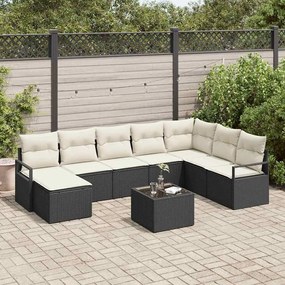 vidaXL Σετ Καναπέ Κήπου 9 pcs Μαύρο Πολυ ράταν
