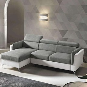 Καναπές-Κρεβάτι Γωνιακός Με Αναστρέψιμη Γωνία Santelmo 248x160x77+21cm White-Grey Capodarte