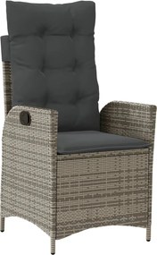 vidaXL Σετ Τραπεζαρίας Κήπου 5 τεμ. Γκρι Συνθ. Ρατάν με Μαξιλάρια