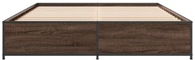 vidaXL Πλαίσιο Κρεβατιού Καφέ Δρυς 150x200 εκ. Επεξ. Ξύλο &amp; Μέταλλο
