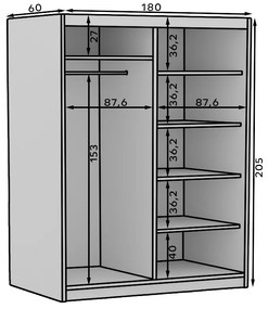 Ντουλάπα Reflecta 180 συρόμενη-Artisan