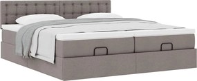 vidaXL Οθωμανικό κρεβάτι με στρώματα Taupe 200x200cm ύφασμα