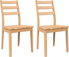 vidaXL Καρέκλες τραπεζαρίας 2 τεμ Φυσικό μασίφ ξύλο καουτσούκ