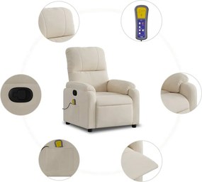 vidaXL Πολυθρόνα Μασάζ Ανακλινόμενη Μπεζ από Ύφασμα Μικροϊνών