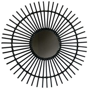 Καθρέπτης Στρογγυλός Ακτίνες MRL12B 70cm Black Rattan
