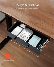 VEVOR 33 cm Under Desk Drawer Organizer Slide-out Drawer Space Saver Home Office