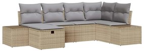 vidaXL Σετ Καναπέ Κήπου 6 pcs Μπεζ 55 x 62 x 69 εκ Πολυ ράταν