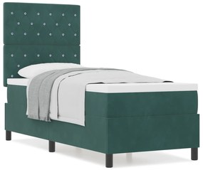 vidaXL Κρεβάτι με Στρώμα Dark Green 80x200 cm Βελούδο