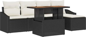 vidaXL Σετ Καναπέ Κήπου 6 pcs Μαύρο και Κρέμα