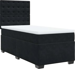 vidaXL Κρεβάτι Boxspring με Στρώμα Μαύρο 80 x 200 εκ. Βελούδινο