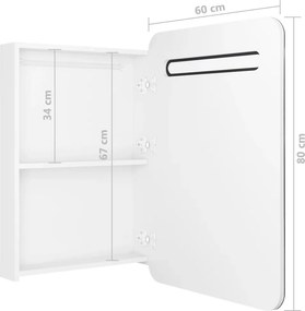 vidaXL Καθρέφτης Μπάνιου με Ντουλάπι &amp; LED Λαμπερό Λευκό 60x11x80 εκ.