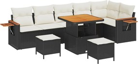 vidaXL Σετ Καναπέ Κήπου 9 pcs Μαύρο συνθετικό ρατάν