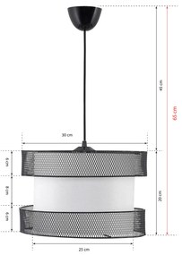 ΦΩΤΙΣΤΙΚΟ ΟΡΟΦΗΣ ΚΡΕΜΑΣΤΟ HM7658.01, ΜΑΥΡΟ ΜΕΤΑΛΛΟ, ΥΦΑΣΜΑ ΛΕΥΚΟ, Φ30x65 εκ. (1 Τεμμάχια)