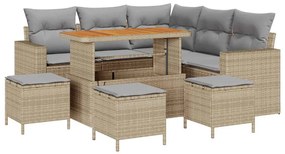 vidaXL Σετ Καναπέ Κήπου 9 pcs μπεζ και ανοιχτό γκρι 110 x 55 x 71 εκ