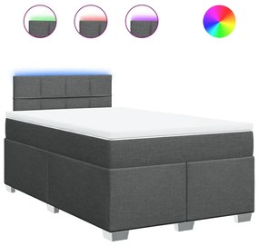 vidaXL Κρεβάτι Boxspring με Στρώμα Σκούρο Γκρι 120x200 εκ. Υφασμάτινο