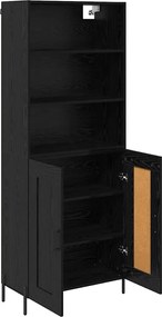 vidaXL Highboard Μαύρη δρυς 69,5 x 34 x 180 εκ. Επεξεργασμένο ξύλο