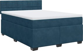 vidaXL Κρεβάτι Boxspring με Στρώμα Μπλε 160x200 εκ. Βελούδινο