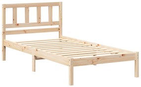 vidaXL Σκελετός Κρεβατιού Καφέ 75 x 190 cm Μασίφ ξύλο πεύκου