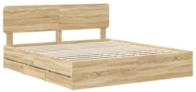 vidaXL Σκελετός Κρεβατιού Δρύς Sonoma 180 x 200 cm Μηχανήματος Ξύλο