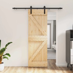 vidaXL Συρόμενη Πόρτα Φυσικό και Μαύρο 70 x 210 cm