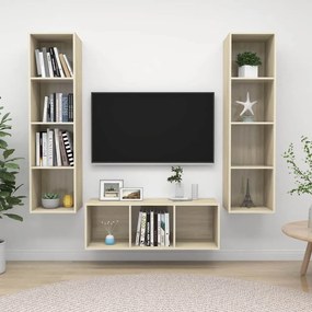 vidaXL Έπιπλα Τηλεόρασης Σετ 3 Τεμαχίων Sonoma Δρυς από Επεξ. Ξύλο