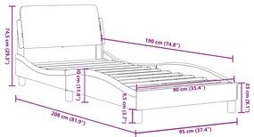 Πλαίσιο Κρεβατιού με Κεφαλάρι Καφέ 90x190 εκ. Συνθετικό Δέρμα - Καφέ