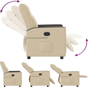 vidaXL Πολυθρόνα Ανακλινόμενη Κρεμ Υφασμάτινη