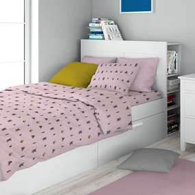 Σεντόνια Παιδικά Looney Tunes 39 (Σετ 3τμχ) Pink DimCol Μονό 160x240cm 100% Βαμβακερή Φανέλα