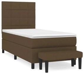 vidaXL Κρεβάτι Boxspring με Στρώμα Σκούρο Καφέ 100x200 εκ. Υφασμάτινο