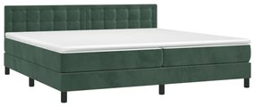 vidaXL Κρεβάτι Boxspring με Στρώμα Σκούρο Πράσινο 200x200εκ. Βελούδινο