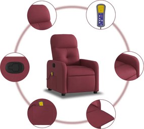 vidaXL Πολυθρόνα Μασάζ Ανακλινόμενη Μπορντό Υφασμάτινη