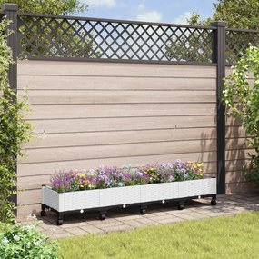 vidaXL Κήπος Γλαστράκι με Ροδάκια Λευκό 160 x 40 x 29 cm PP