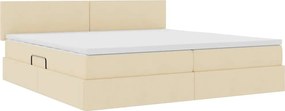 vidaXL LED Κρεβάτι αποθήκευσης με στρώμα Κρέμ 200 x 200 cm Ύφασμα
